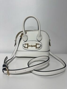 Forever 21 White Crossbody Top-Handle Bag with Gold Hardware